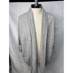 Pure Amici Gray 100% Cashmere Cardigan Sweater Womens Medium M 2 OPen Front